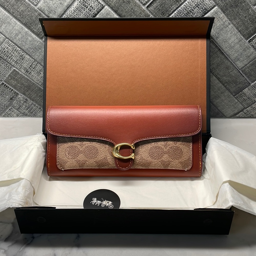 Coach Tabby Long Wallet in Colorblock Signature Canvas and Leather